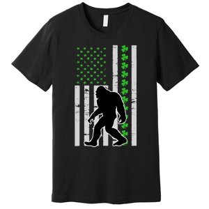 Bigfoot Irish St Patricks Day USA Flag Boy Sasquatch Premium T-Shirt