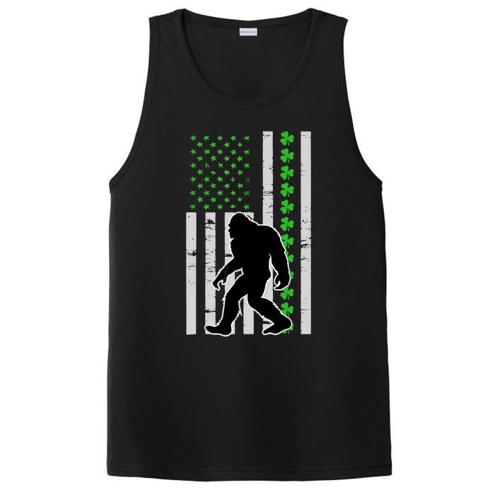 Bigfoot Irish St Patricks Day USA Flag Boy Sasquatch PosiCharge Competitor Tank