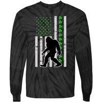 Bigfoot Irish St Patricks Day USA Flag Boy Sasquatch Tie-Dye Long Sleeve Shirt