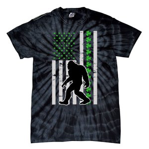 Bigfoot Irish St Patricks Day USA Flag Boy Sasquatch Tie-Dye T-Shirt