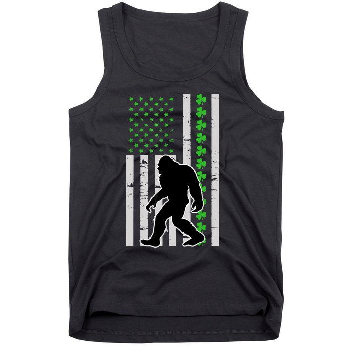 Bigfoot Irish St Patricks Day USA Flag Boy Sasquatch Tank Top