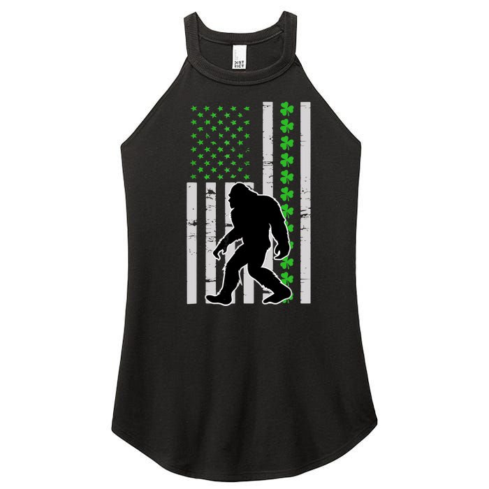 Bigfoot Irish St Patricks Day USA Flag Boy Sasquatch Women's Perfect Tri Rocker Tank