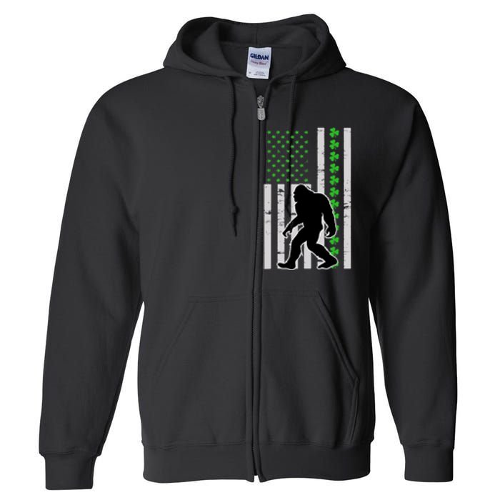 Bigfoot Irish St Patricks Day USA Flag Boy Sasquatch Full Zip Hoodie