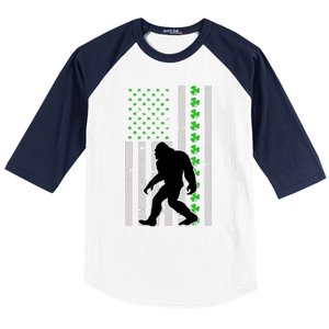 Bigfoot Irish St Patricks Day USA Flag Boy Sasquatch Baseball Sleeve Shirt