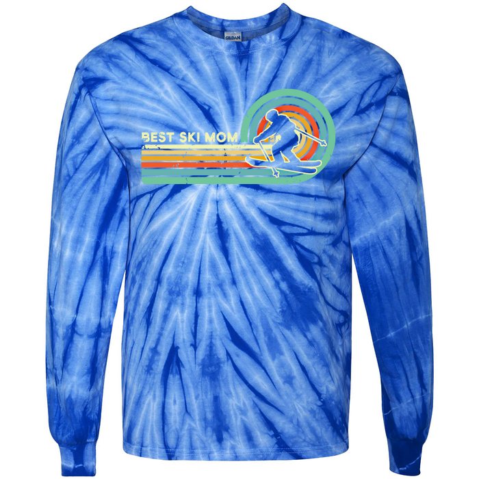 Best Ice Ski Mom Retro Mother Skiing Vintage Skier Mama Cool Gift Tie-Dye Long Sleeve Shirt