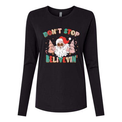 Believe in Santa Hilarious Christmas Saying Womens Cotton Relaxed Long Sleeve T-Shirt