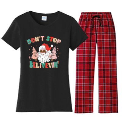 Believe in Santa Hilarious Christmas Saying Women's Flannel Pajama Set