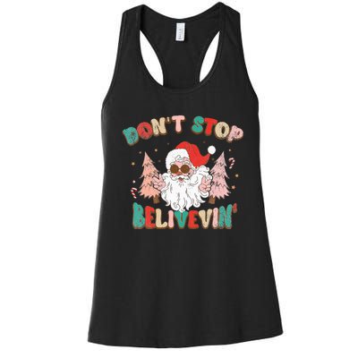 Believe in Santa Hilarious Christmas Saying Women's Racerback Tank