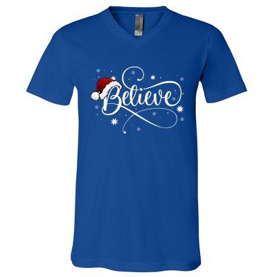 Believe In Santa Claus Funny Christmas Santa Xmas Gift V-Neck T-Shirt