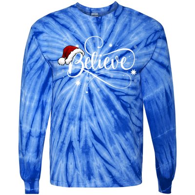 Believe In Santa Claus Funny Christmas Santa Xmas Gift Tie-Dye Long Sleeve Shirt