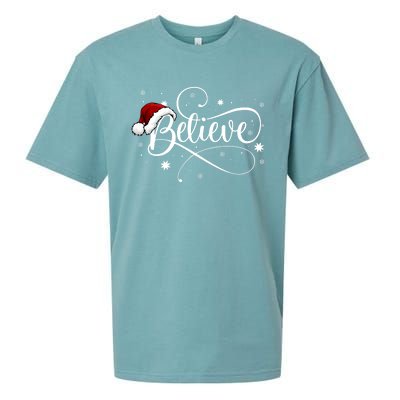 Believe In Santa Claus Funny Christmas Santa Xmas Gift Sueded Cloud Jersey T-Shirt