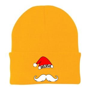 Believe In Santa Funny Mustache Knit Cap Winter Beanie