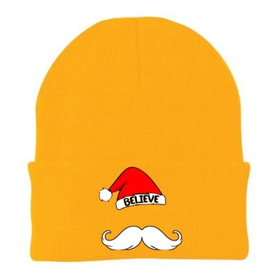 Believe In Santa Funny Mustache Knit Cap Winter Beanie