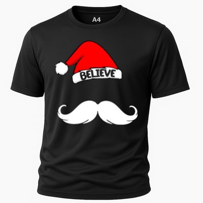 Believe In Santa Funny Mustache Performance Shirt