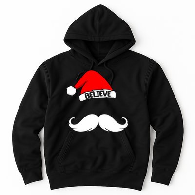 Believe In Santa Funny Mustache Hoodie