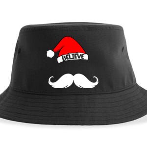 Believe In Santa Funny Mustache Sustainable Bucket Hat