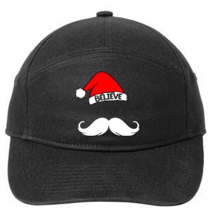 Believe In Santa Funny Mustache 7-Panel Snapback Hat