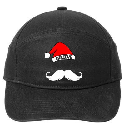 Believe In Santa Funny Mustache 7-Panel Snapback Hat
