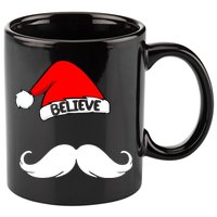 Believe In Santa Funny Mustache 11oz C Handle Ceramic Mug
