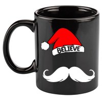 Believe In Santa Funny Mustache 11oz C Handle Ceramic Mug