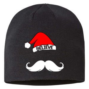 Believe In Santa Funny Mustache Sustainable Beanie