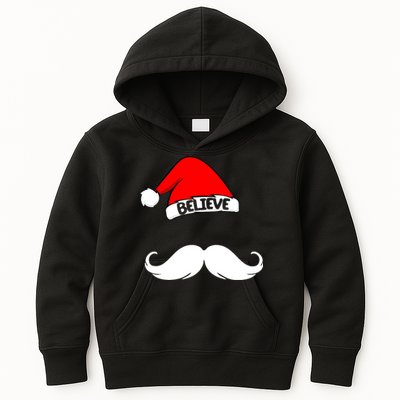 Believe In Santa Funny Mustache Kids Hoodie