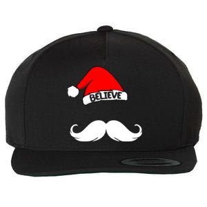 Believe In Santa Funny Mustache Wool Snapback Cap