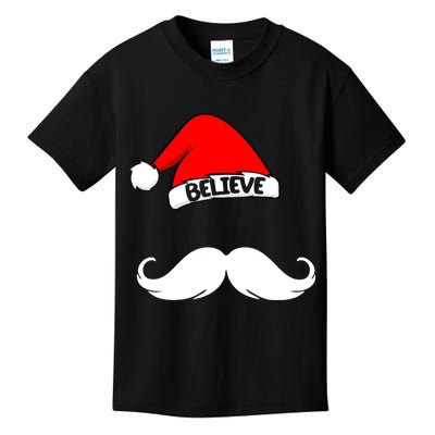 Believe In Santa Funny Mustache Kids T-Shirt