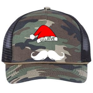 Believe In Santa Funny Mustache Retro Rope Trucker Hat Cap