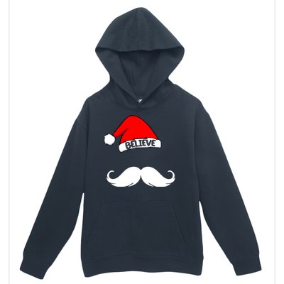 Believe In Santa Funny Mustache Urban Pullover Hoodie