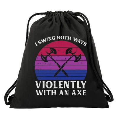 Bisexual I Swing Both Ways Axe Funny Bi Pride Flag Lgbtq Drawstring Bag