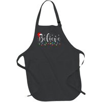 Believe In Santa Claus Believe Christmas Pajama Christmas Full-Length Apron With Pockets