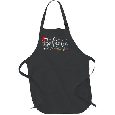 Believe In Santa Claus Believe Christmas Pajama Christmas Full-Length Apron With Pockets