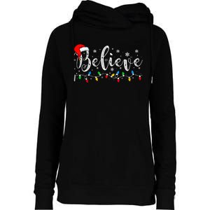 Believe In Santa Claus Believe Christmas Pajama Christmas Womens Funnel Neck Pullover Hood