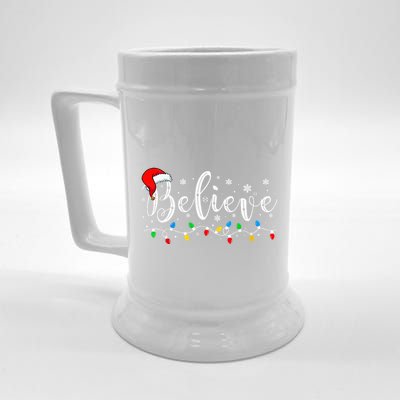 Believe In Santa Claus Believe Christmas Pajama Christmas Beer Stein