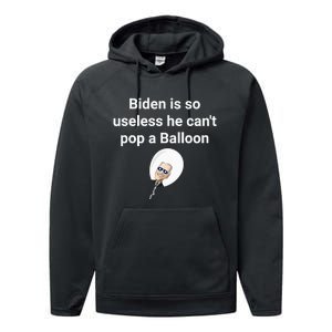 Biden is so useless he can't pop a balloon Chinese balloon Performance Fleece Hoodie