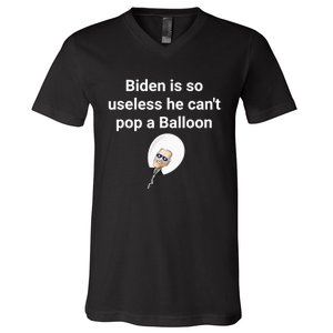 Biden is so useless he can't pop a balloon Chinese balloon V-Neck T-Shirt