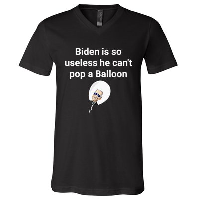 Biden is so useless he can't pop a balloon Chinese balloon V-Neck T-Shirt