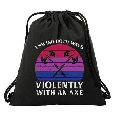 Bisexual I Swing Both Ways Axe Funny Bi Pride Flag Lgbtq Drawstring Bag