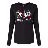 Believe In Santa Clause Christmas Womens Cotton Relaxed Long Sleeve T-Shirt