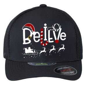 Believe In Santa Clause Christmas Flexfit Unipanel Trucker Cap