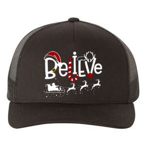 Believe In Santa Clause Christmas Yupoong Adult 5-Panel Trucker Hat