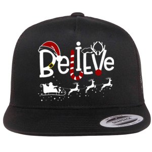 Believe In Santa Clause Christmas Flat Bill Trucker Hat