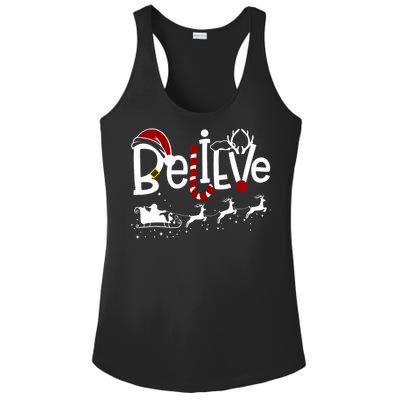 Believe In Santa Clause Christmas Ladies PosiCharge Competitor Racerback Tank