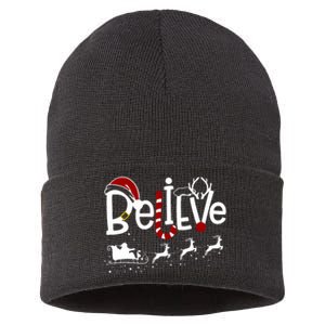 Believe In Santa Clause Christmas Sustainable Knit Beanie