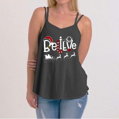 Believe In Santa Clause Christmas Women's Strappy Tank