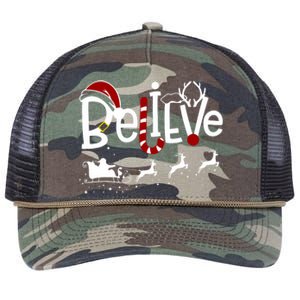 Believe In Santa Clause Christmas Retro Rope Trucker Hat Cap