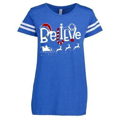 Believe In Santa Clause Christmas Enza Ladies Jersey Football T-Shirt