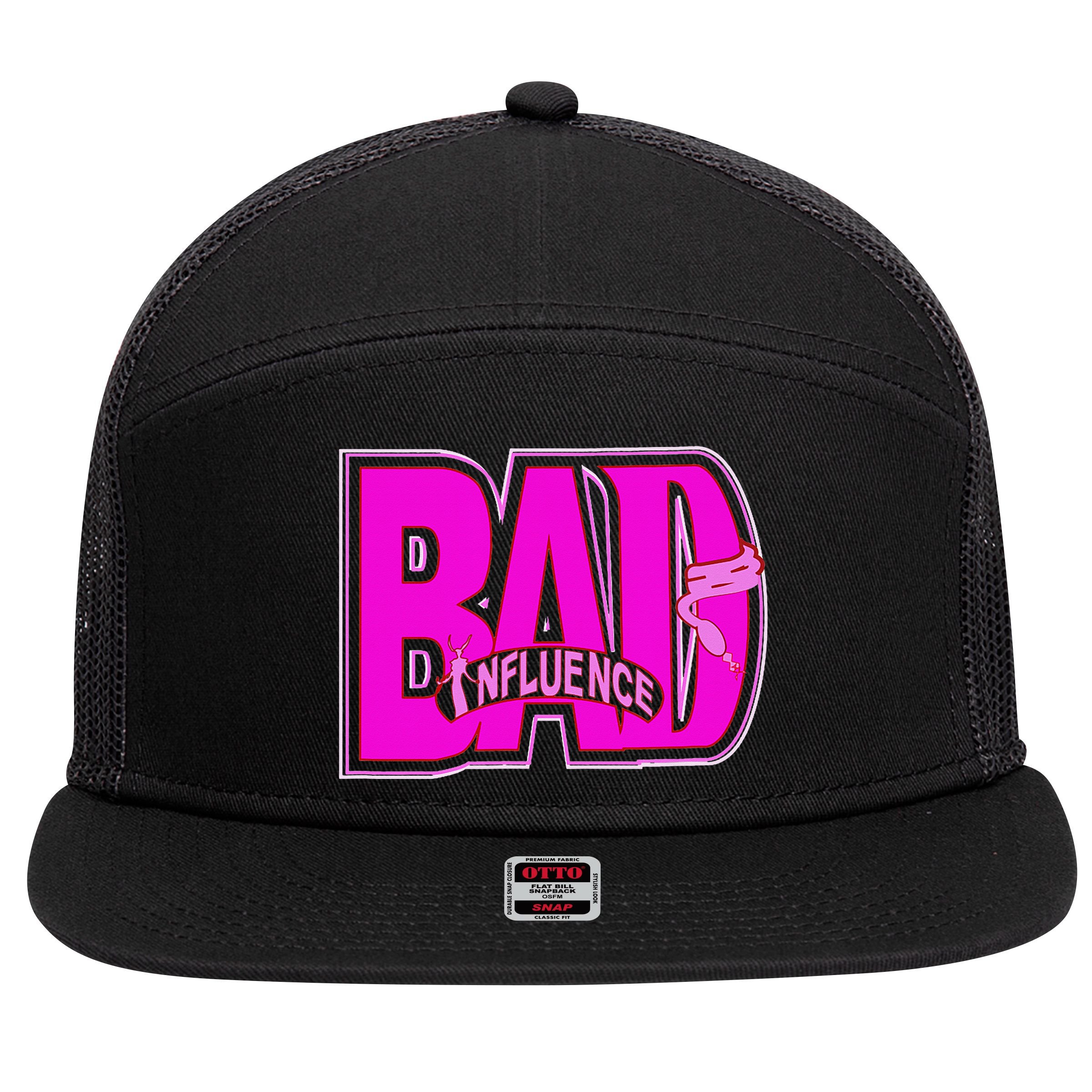 BAD INFLUENCE SASSY WEAR 7 Panel Mesh Trucker Snapback Hat
