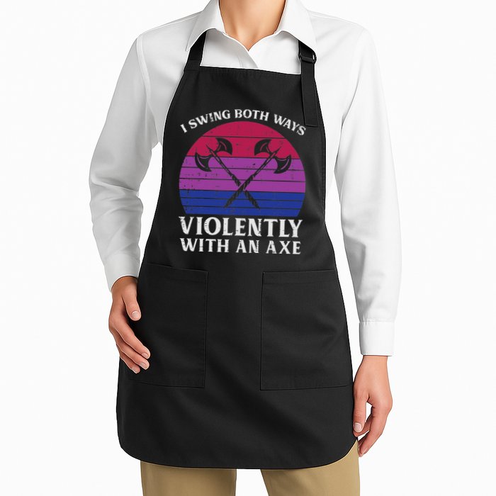 Bisexual I Swing Both Ways Axe Funny Bi Pride Flag Lgbtq Full-Length Apron With Pockets